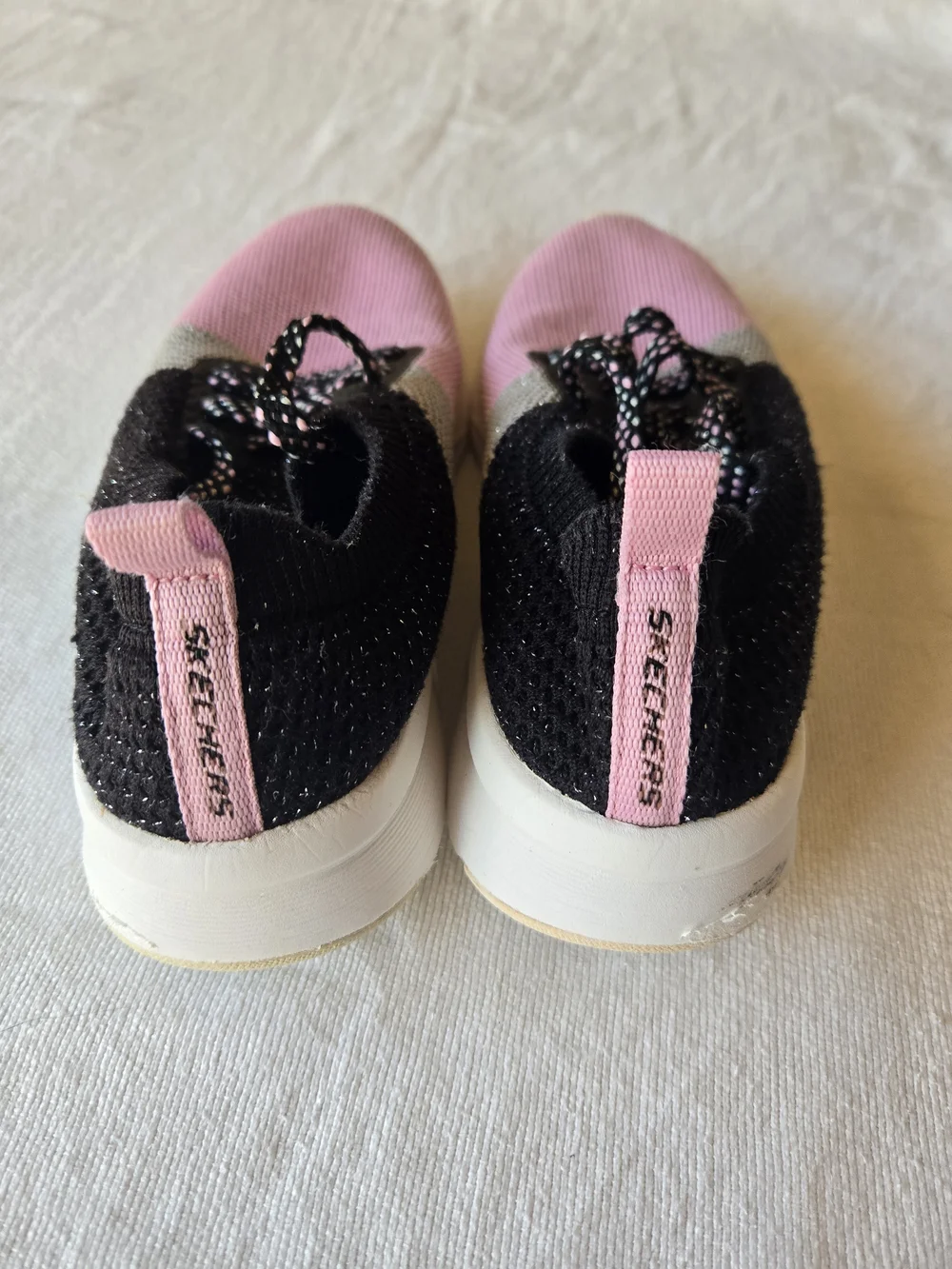 Skechers Kids Black & Pink Knit Slip-On Sneakers